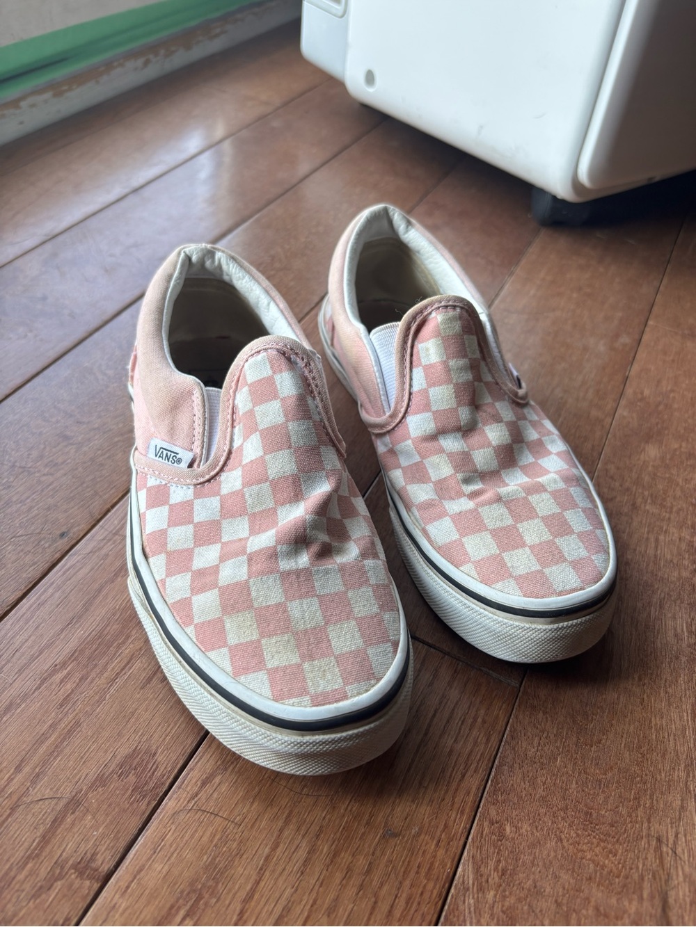 Vans Kids Slip-On Checkerboard Sneakers - Pink and White